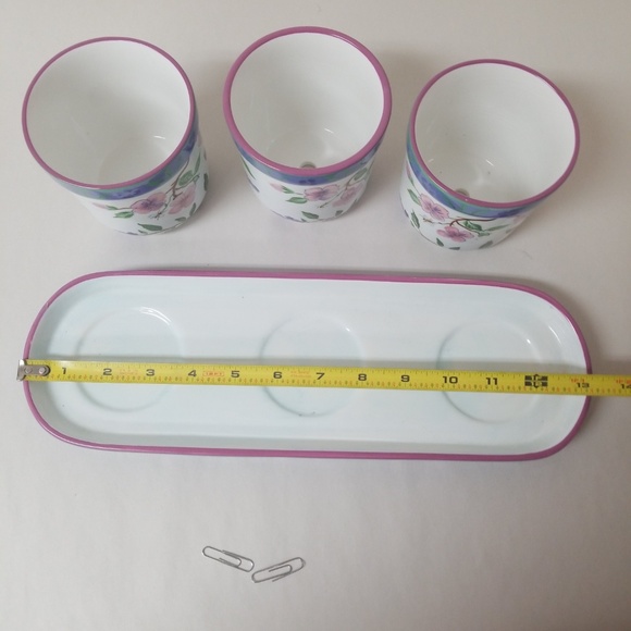 Garden Planter Ceramic Flower Herb Pots And Tray - Picture 6 of 8